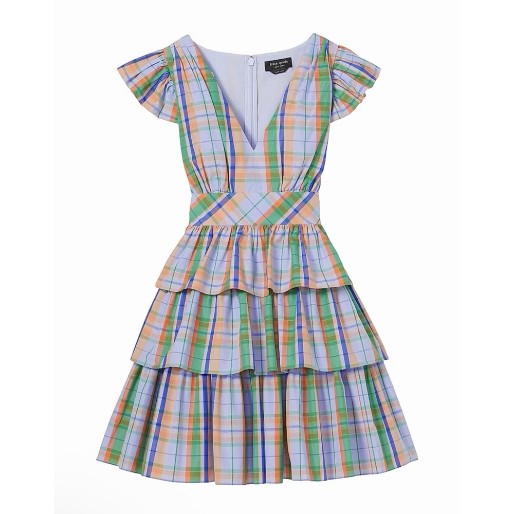 Kate Spade New York Multicolored Plaid cotton Sunshine Madras Dress Size Size 00